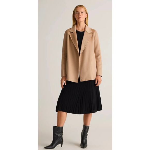 Quince Mongolian Cashmere Black Dress Womens Small Wide Rib Midi Stretch Scoop - Picture 3 of 13